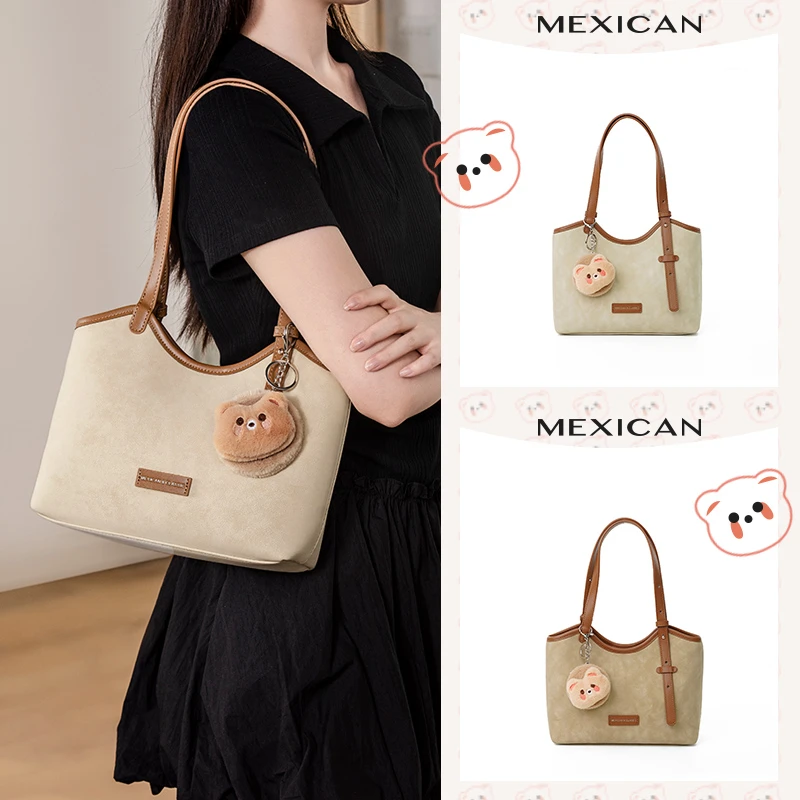 稻草人包包女新款单肩包时尚简约托特包上课通勤手提包大容量女包