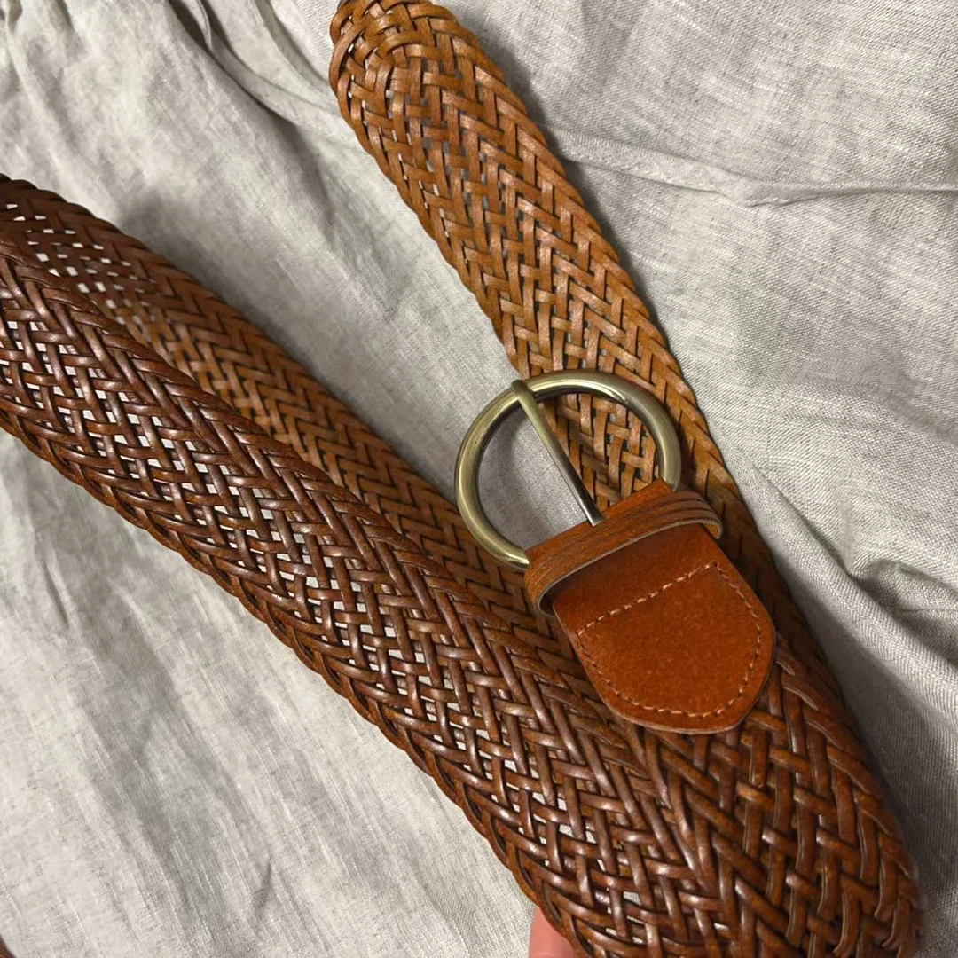 【那尚新品】波西米亚全皮编织高品质腰带