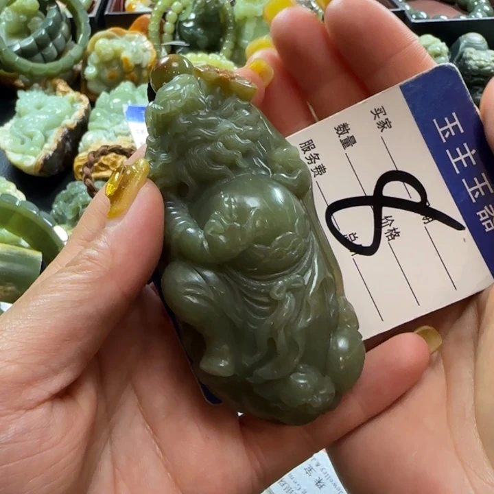 和田玉未镶嵌把件涵**人