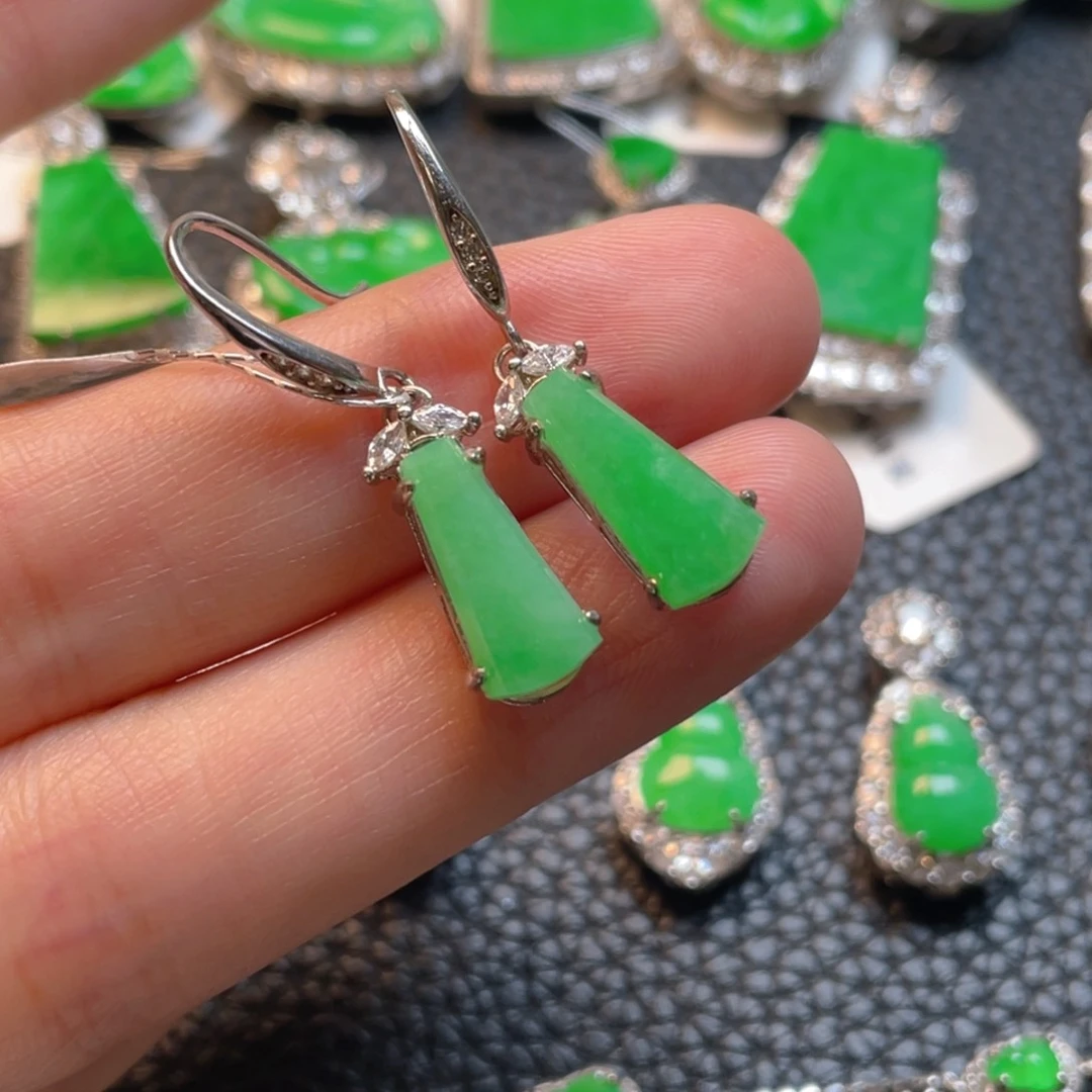 翡翠银S925镶嵌吊坠(不含链)耳坠