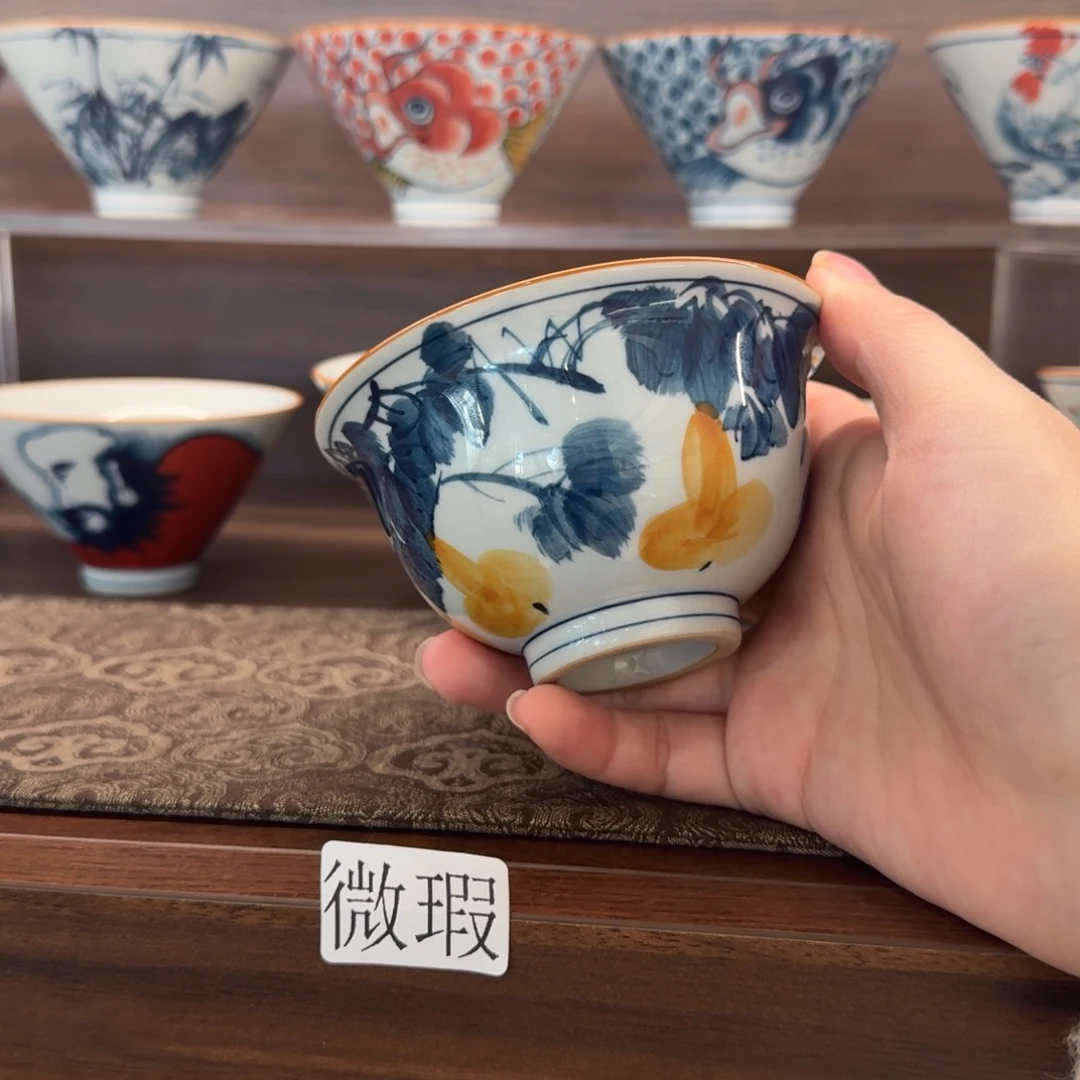 釉下手绘茶具微瑕