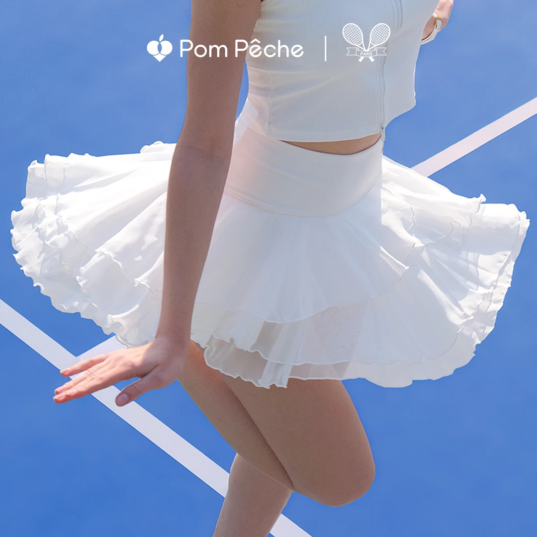 仙女裙运动短裙带底裤跑步马拉松羽毛球网球半裙女PomPeche彭派奇