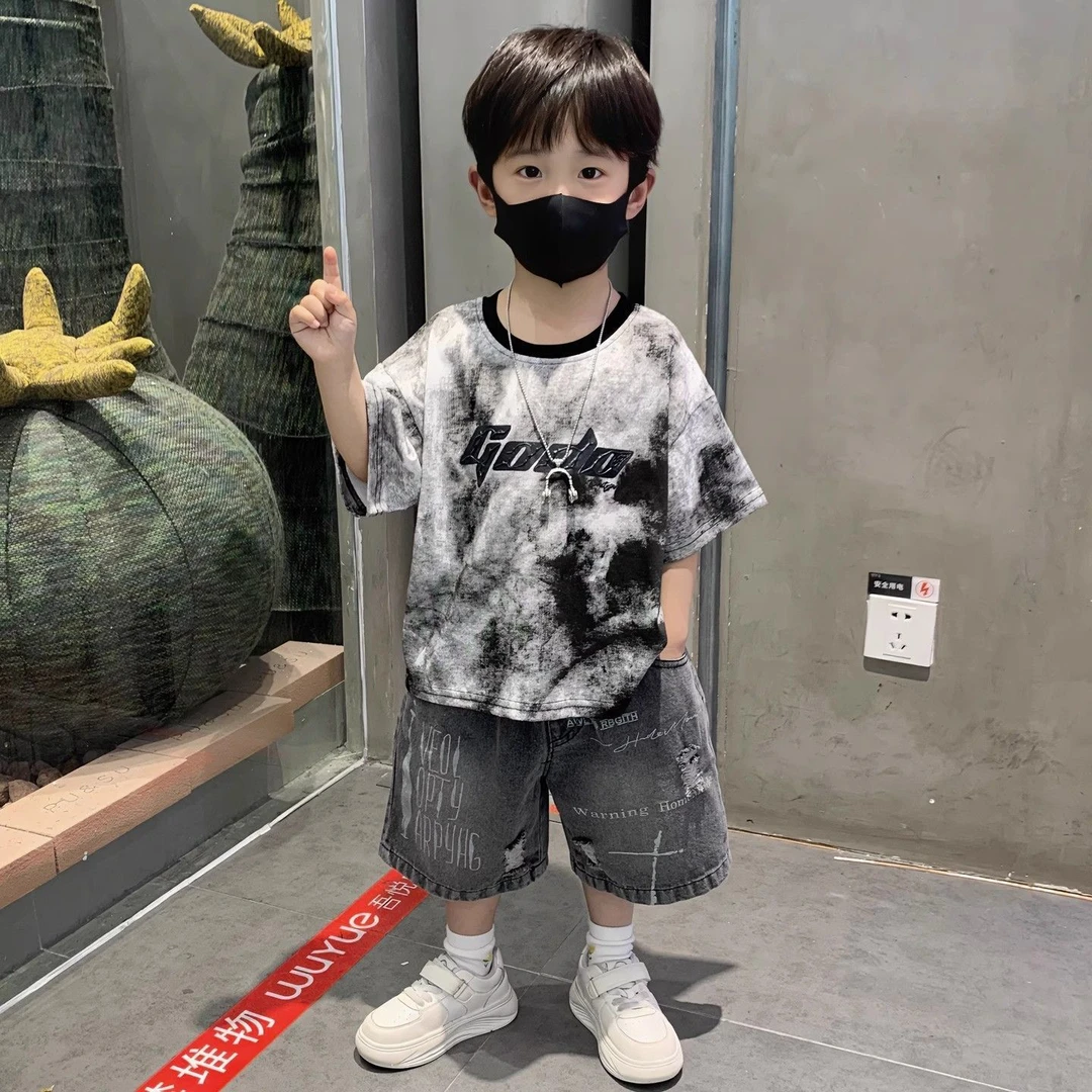 男童夏季套装2025新款酷帅男孩宝宝夏装时髦短袖衣服宽松薄款童装