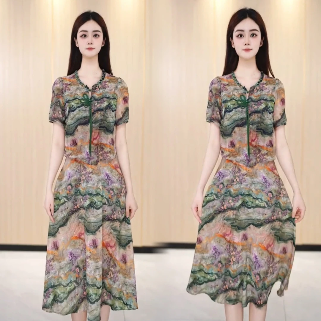 夏季新款时尚显瘦百搭 洋气遮肉假两件连衣裙