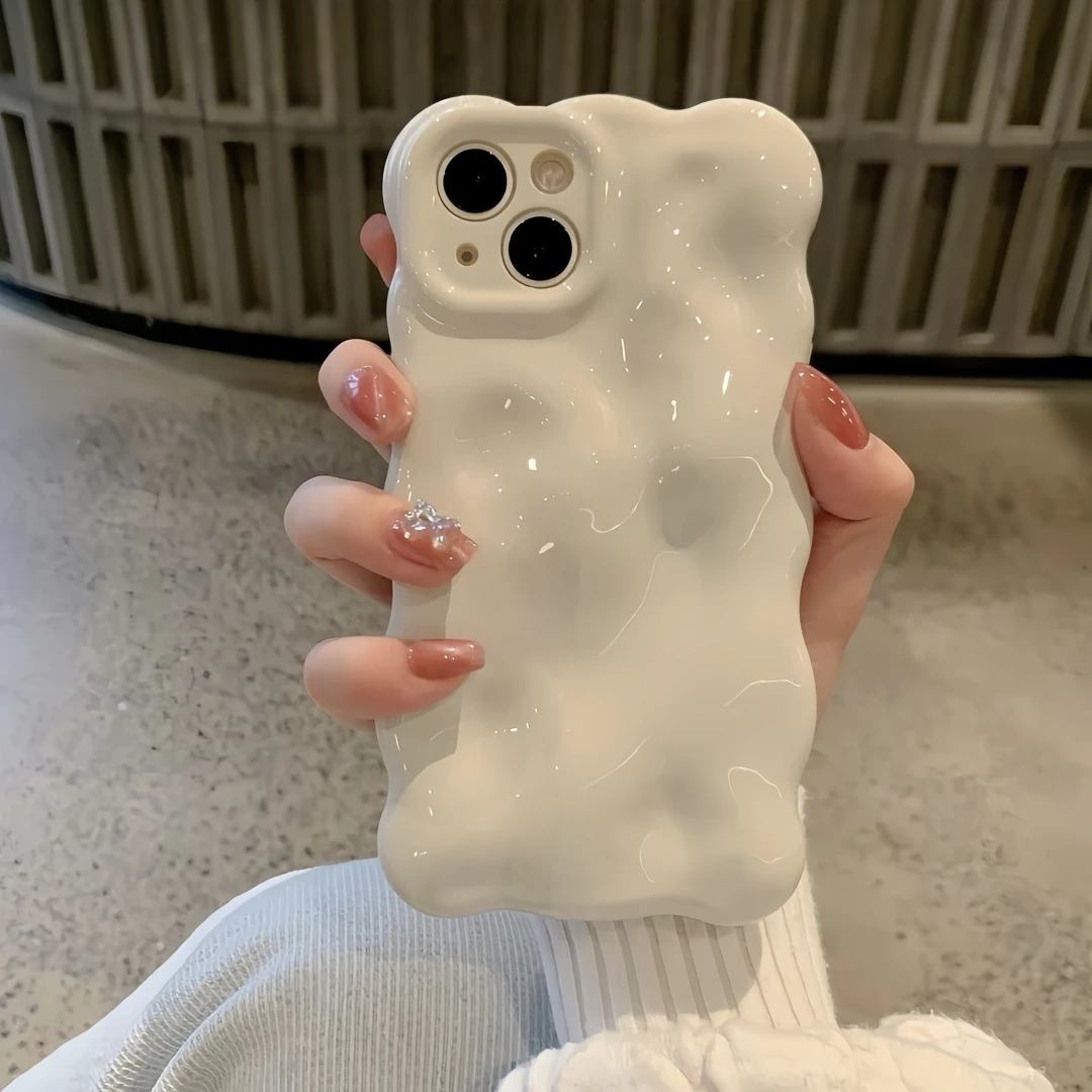 简约ins纯色波浪云朵壳适用苹果16pro手机壳iPhone15/14/13软12