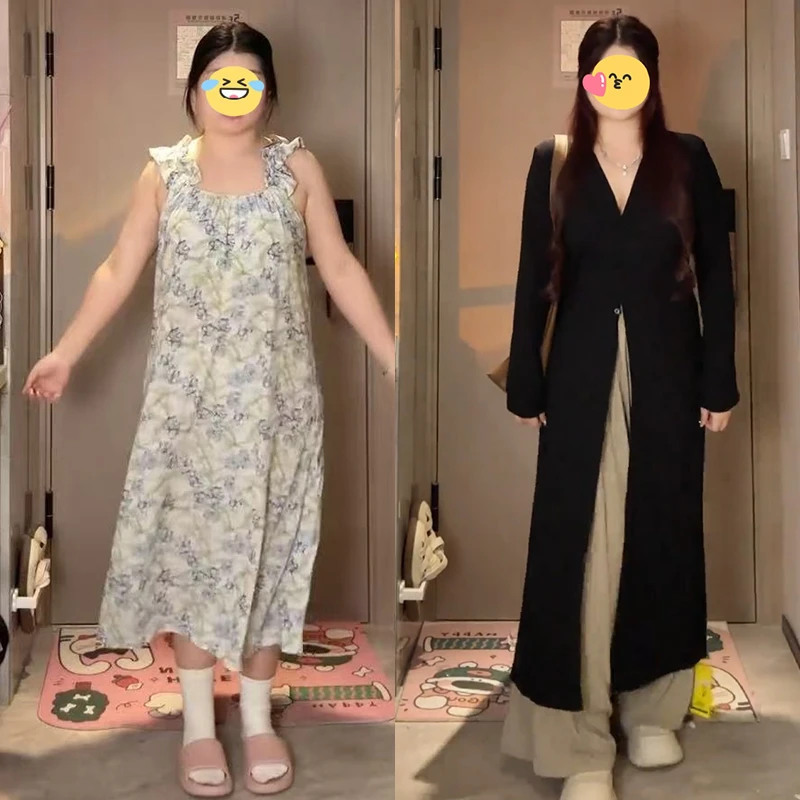 高级感V领长款开衫裤裙两件套女2025年春季新款时尚大气显瘦穿搭