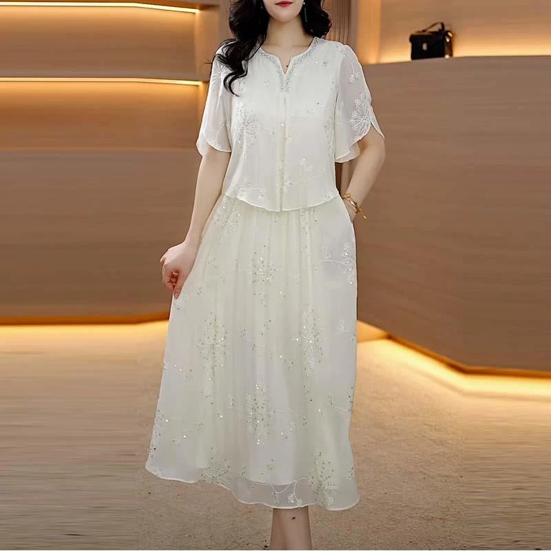 2025年夏季新款A3079显瘦中长裙连衣裙时尚减龄女装仙气气质法式