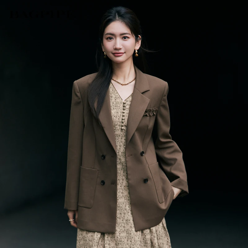 风笛2025秋季新款时尚miu系正肩西装外套上衣女职场通勤穿搭外套