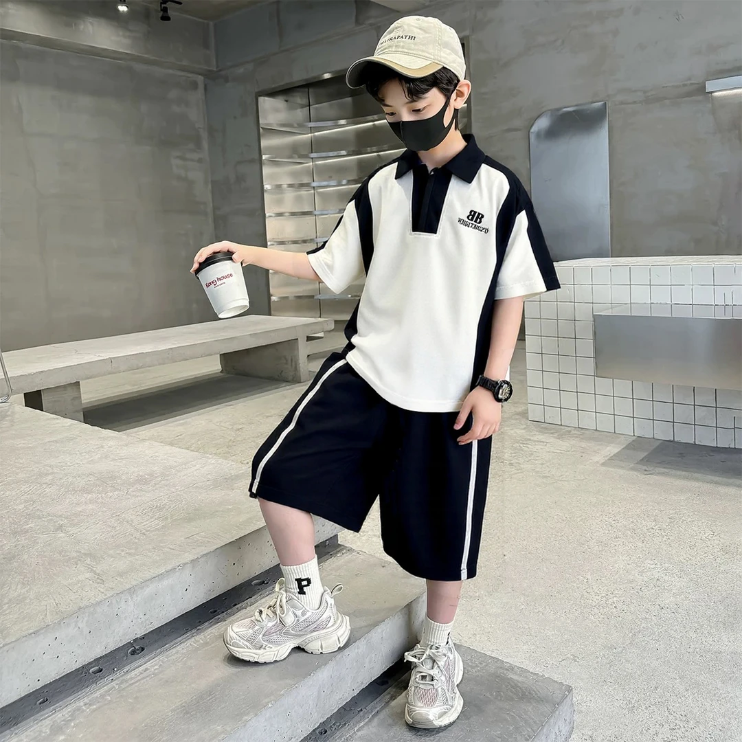 【唛卡牛牛专属】男童夏装2025新款儿童POLO衫套装男大童韩版两件套