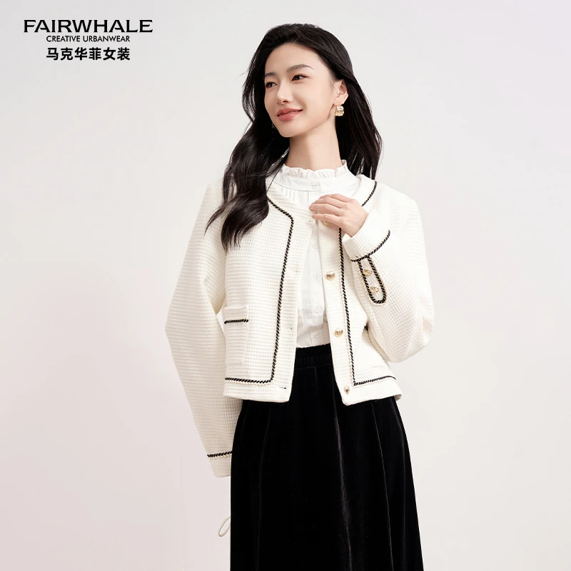 【春季上新】马克华菲女装舒适春季新款编织小香风上衣外套设计感