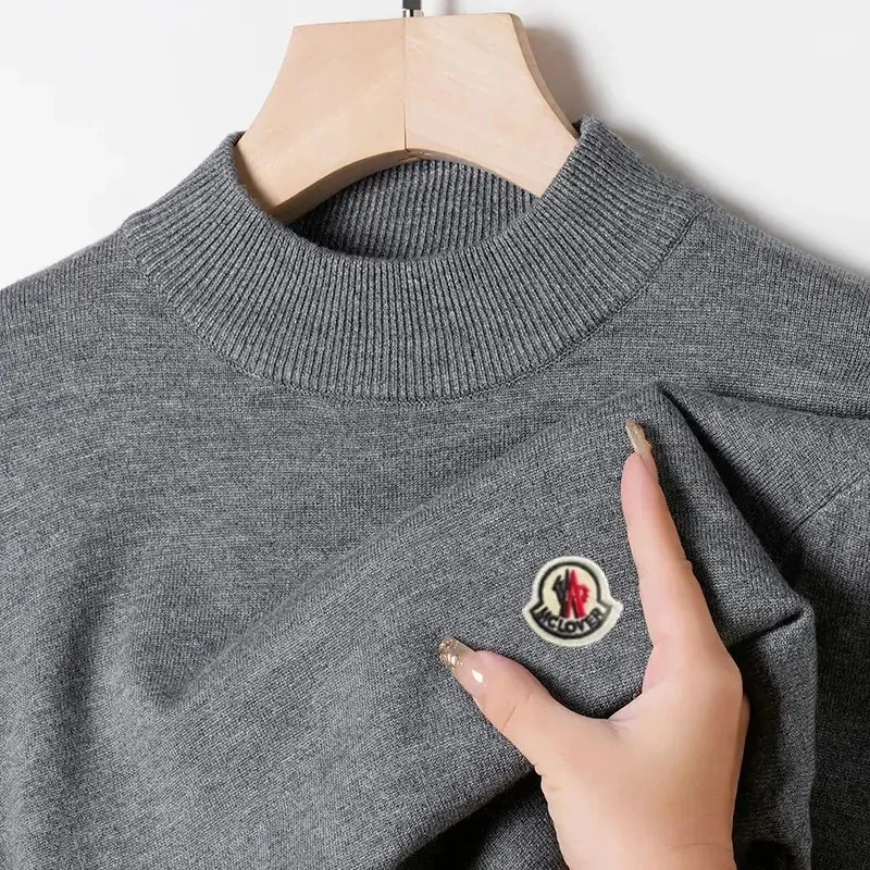 【官方奥特莱斯】品牌折扣蒙家徽标秋冬半高领羊毛打底衫长袖毛衣