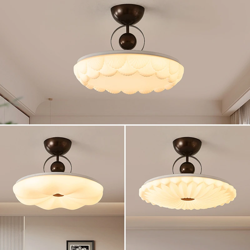 原木风卧室吸顶灯法式奶油风北欧日式木艺书房阳台房间LED吸顶灯