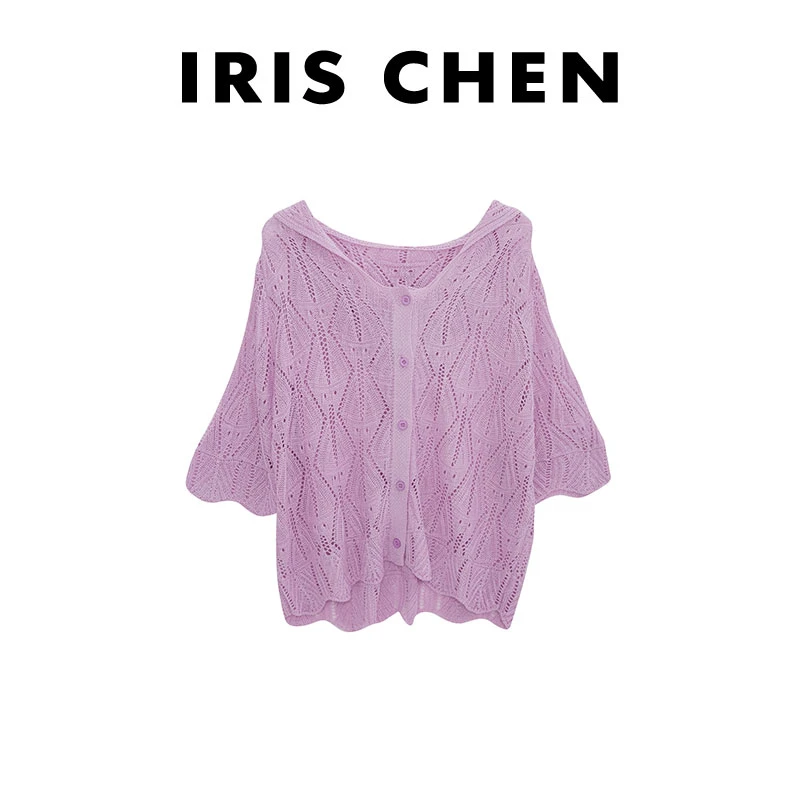 现货IRIS CHEN 连帽开衫 2025春夏镂空透气百搭连帽短袖25SY285