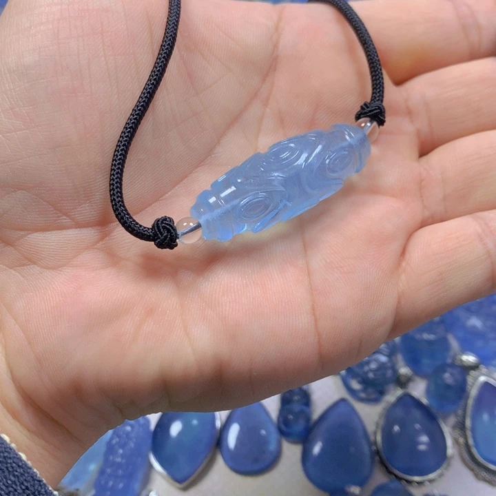 海蓝宝石颈饰银S925镶嵌凪