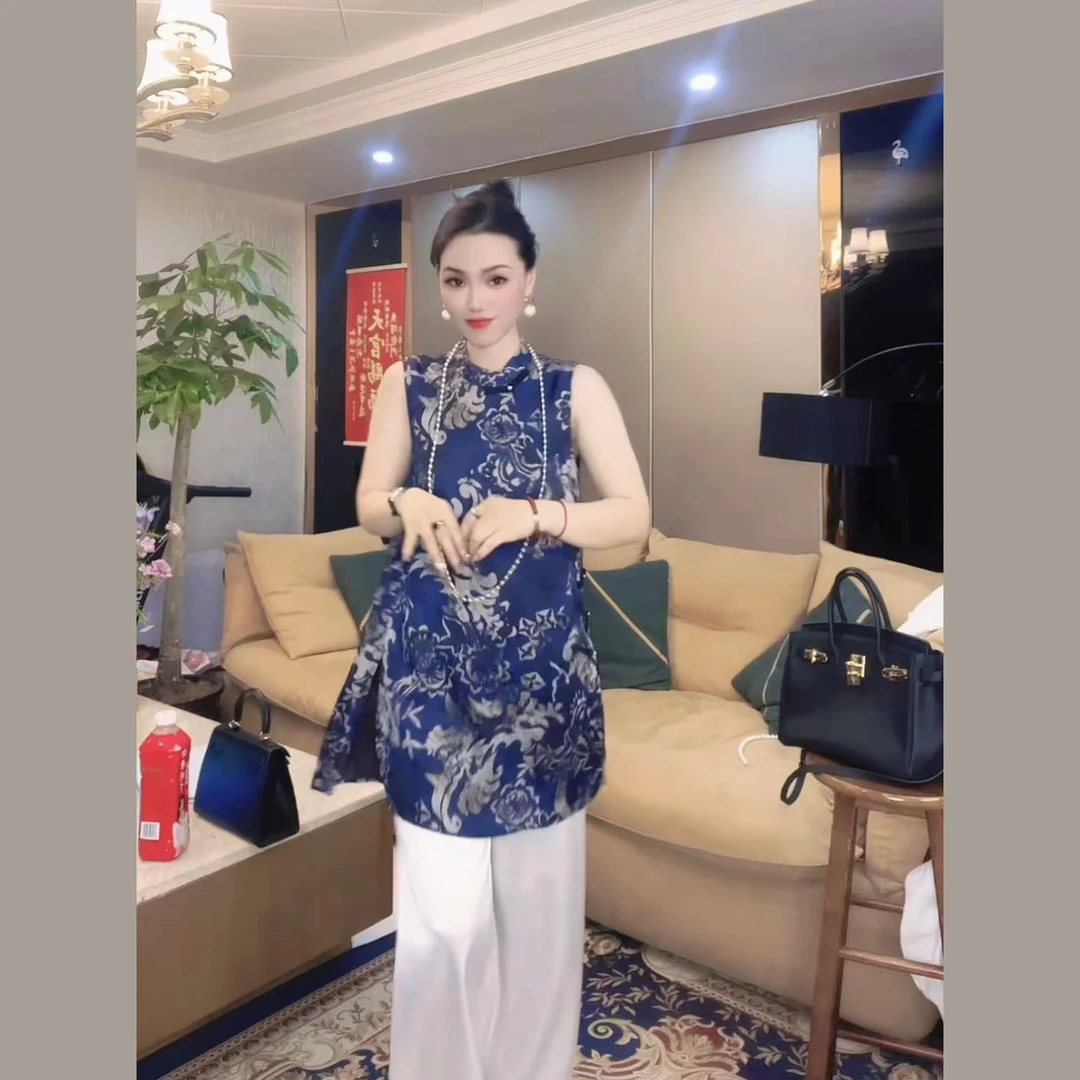 新中式高货—夏天倍凉中长款女士夏季马甲 无袖中国风上衣马甲