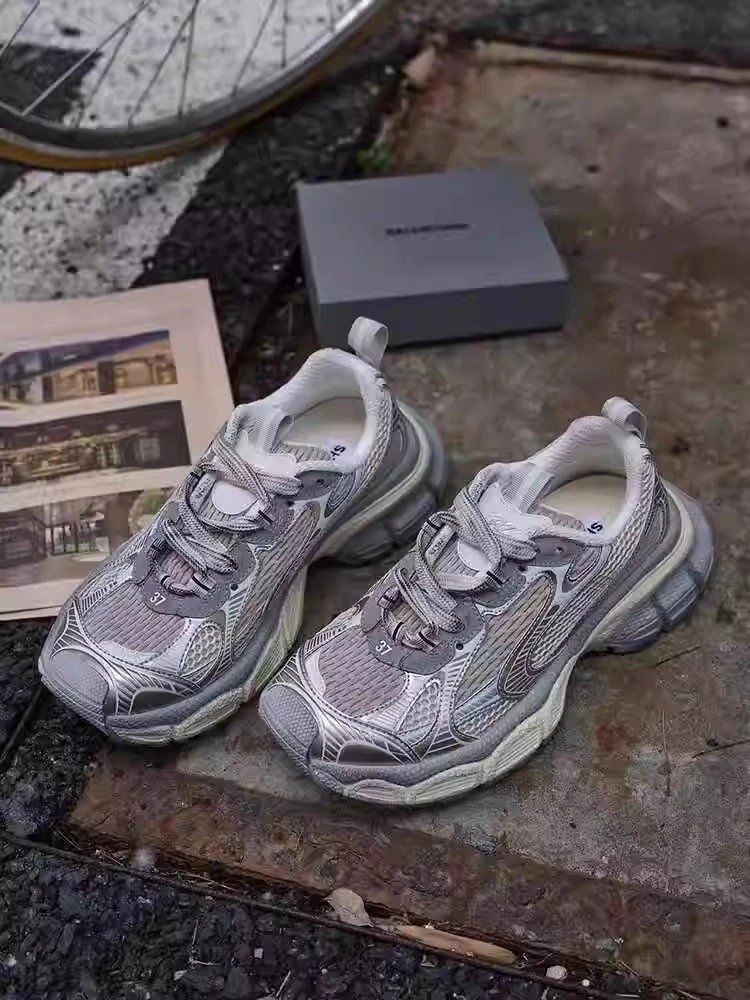 诗歌兰厚底老爹鞋女2025年真皮百搭透气做旧轻便休闲运动鞋001-6