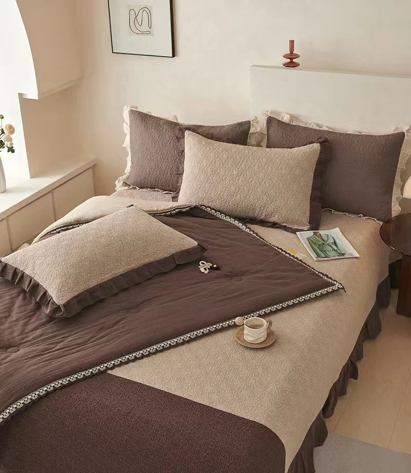 玫瑰物语·韩国纯棉双层纱花边春秋被