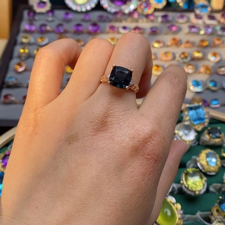 水晶戒指银S925镶嵌天然水晶戒指