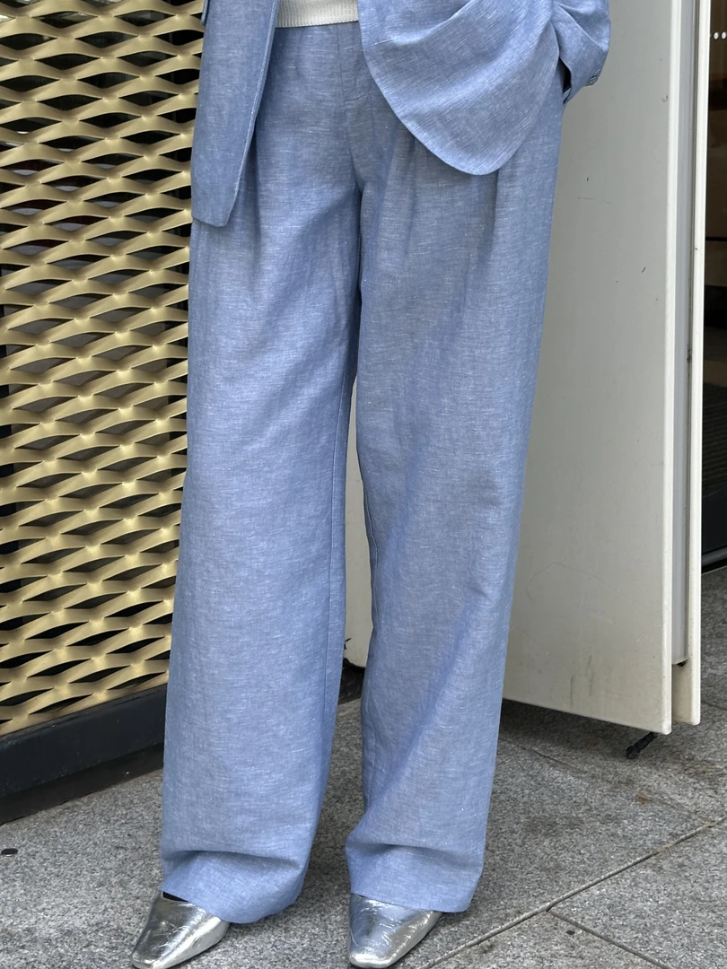 【艾米AMY-裤子】艾米AMY休闲时尚色织亚麻裤子百搭裤25076B