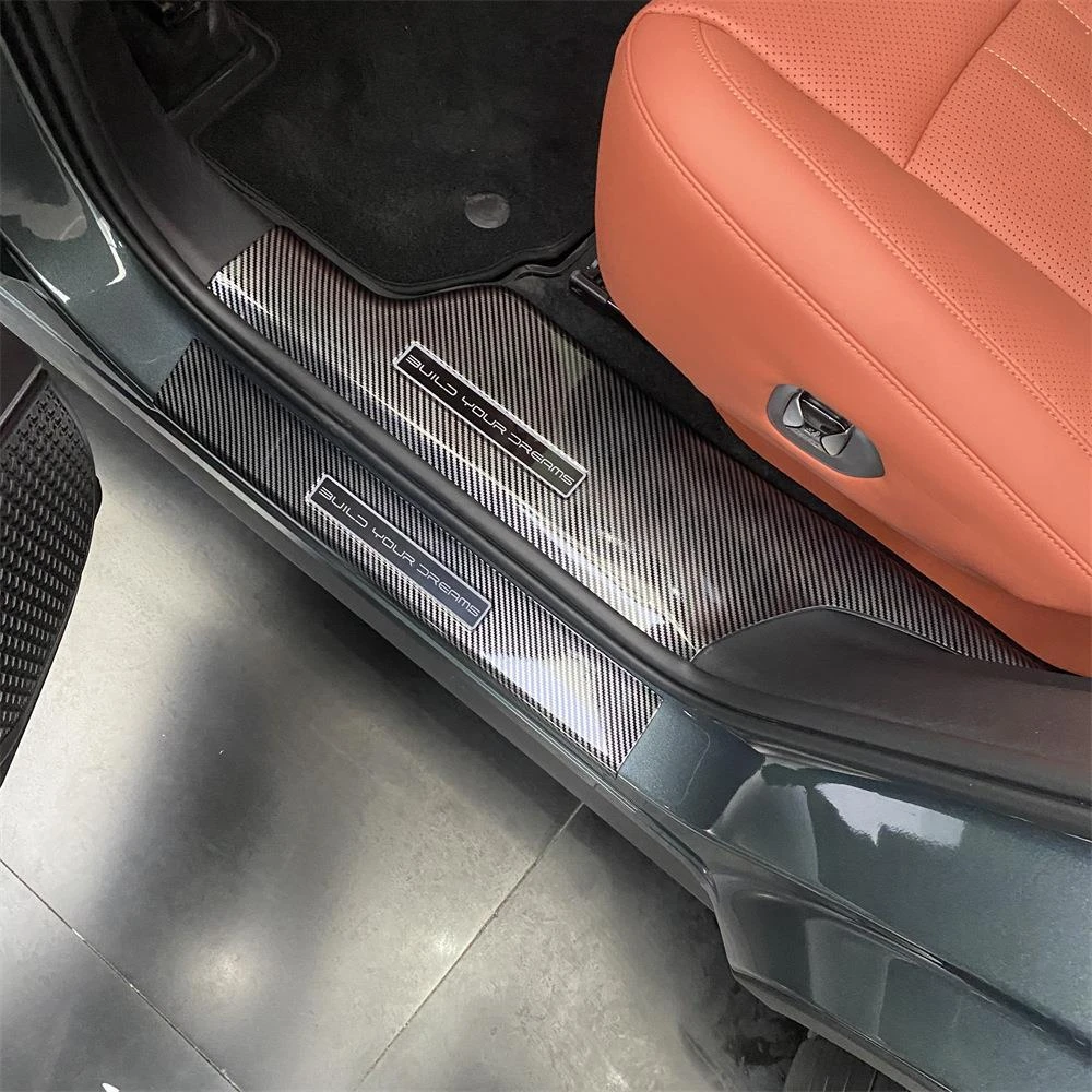 比亚迪唐L改装专用 碳纤维迎宾踏板 碳纤纹后护板 内门槛条 门坎