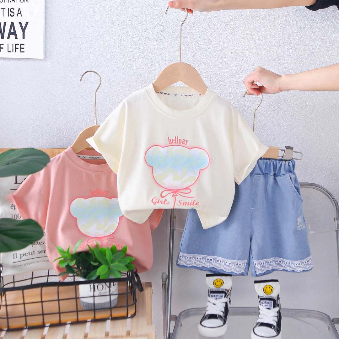 儿童0-5岁夏季简约可爱洋气2套装2025新款3小女孩4宝宝薄款1衣服