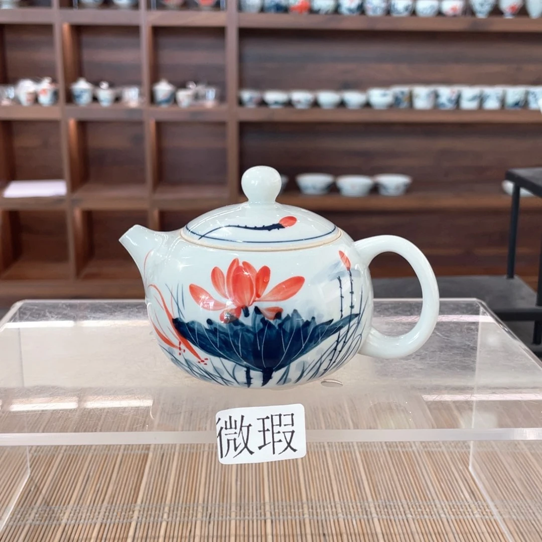 釉下手绘茶具微瑕