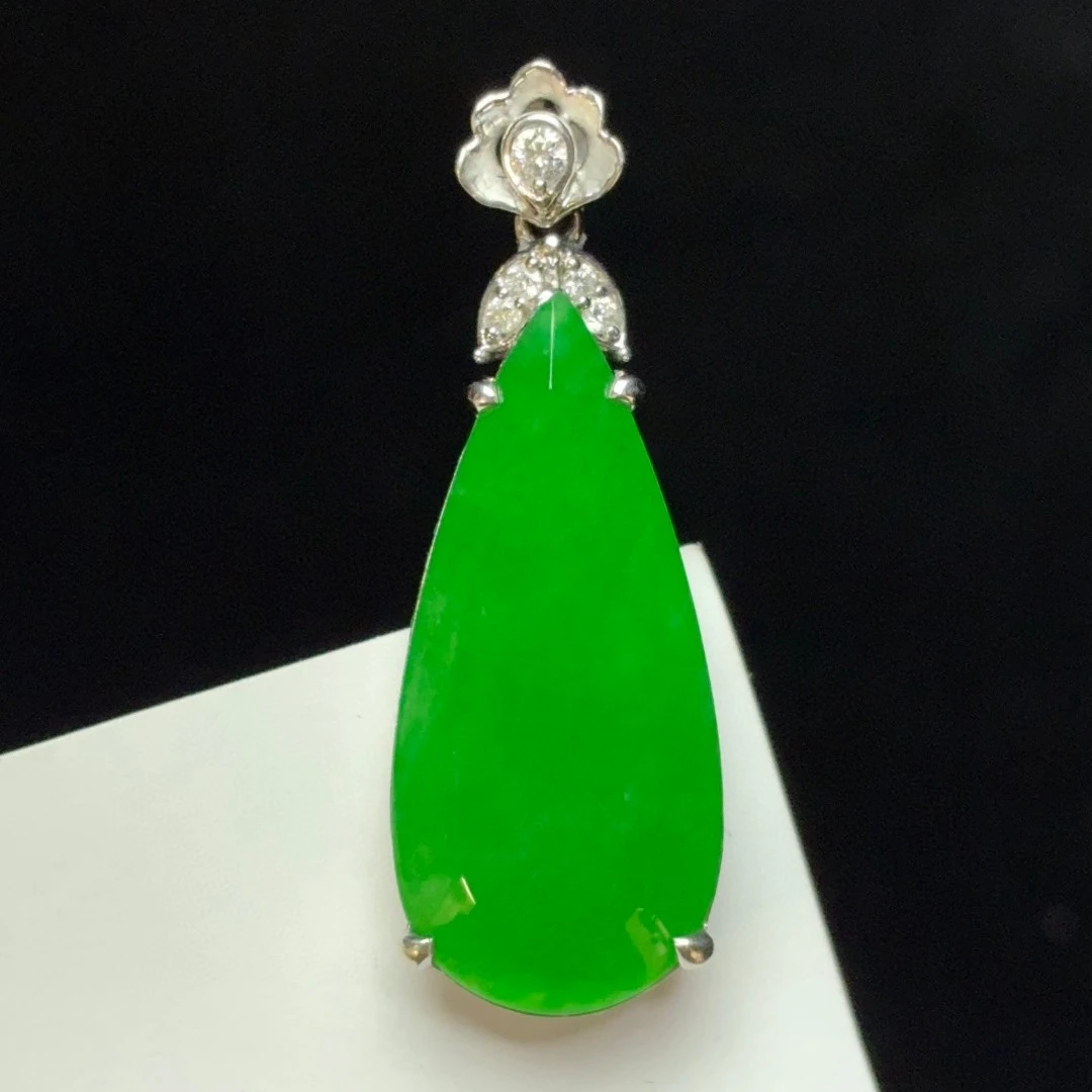 【上品｜水滴】天然A货翡翠18k金镶嵌