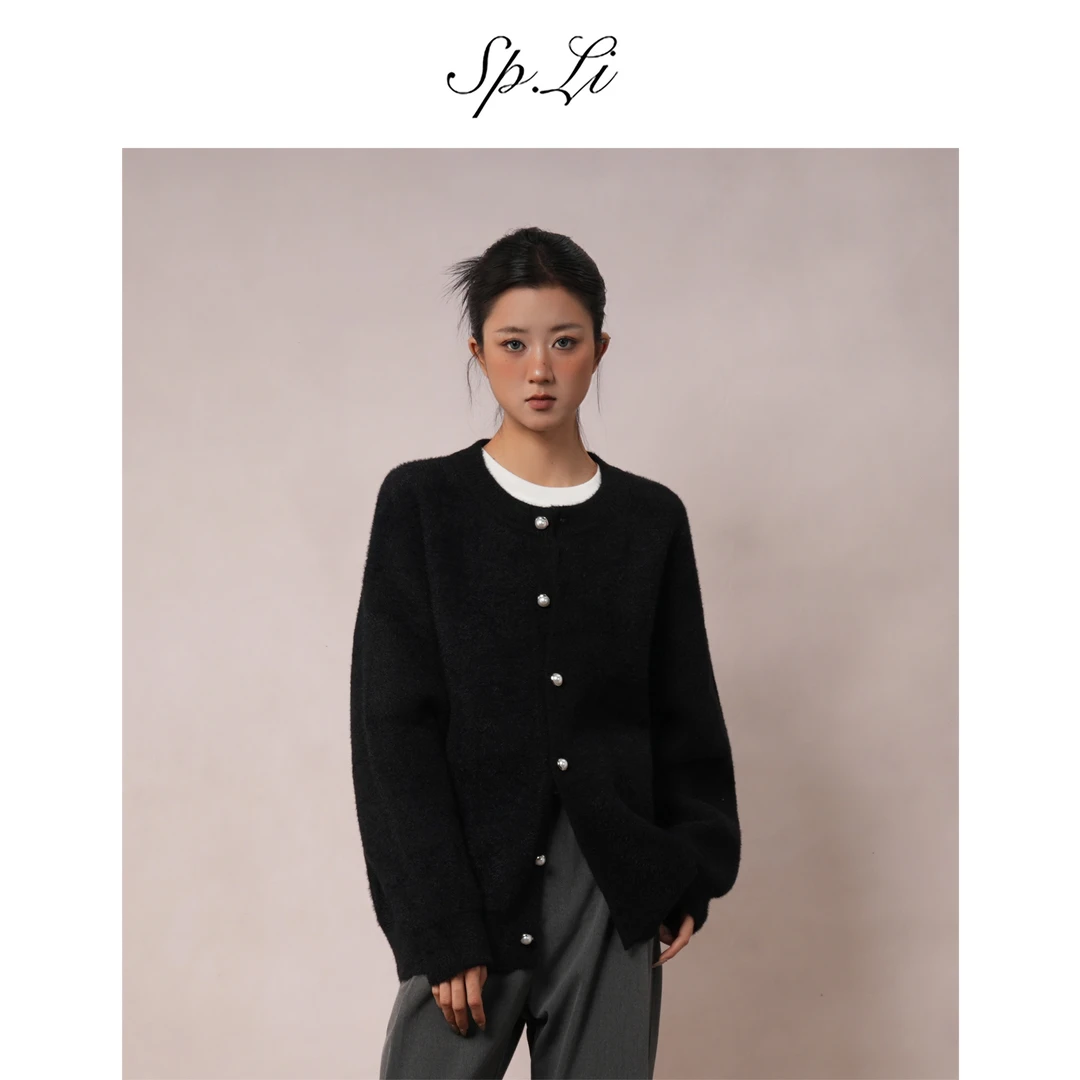 SPLi【珍珠纽扣】小香风秋季长袖毛衣针织衫休闲老钱风复古宽松开衫