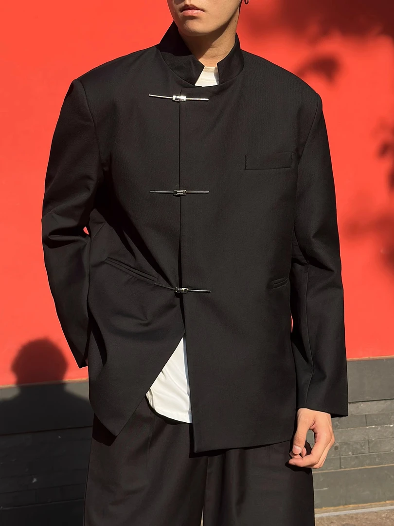 新中式中国风中山装男套装立领西装外套订结婚礼服唐装高级感西服