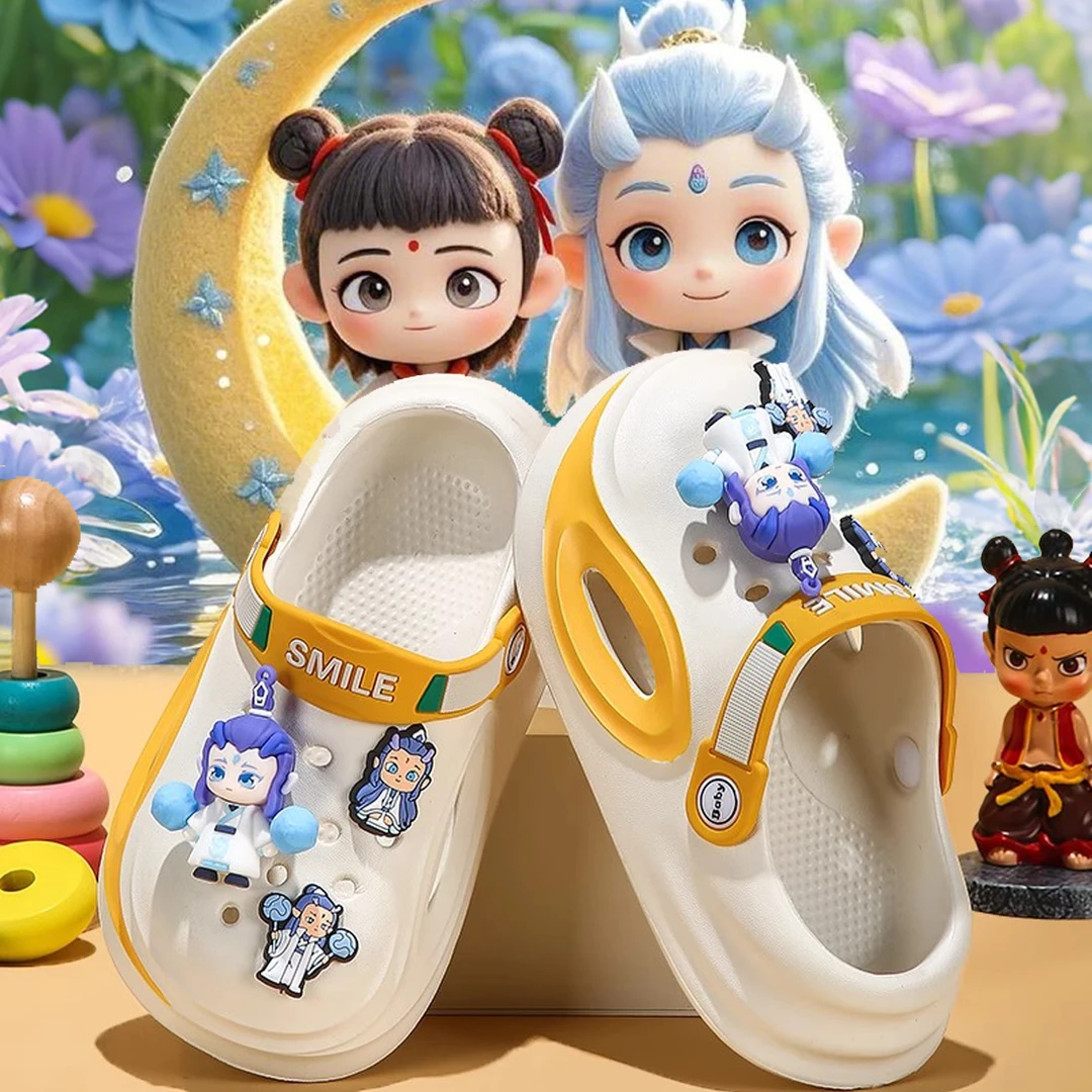 哪吒敖丙儿童洞洞鞋男童夏季新款卡通防滑软底凉拖亲子男孩凉拖鞋