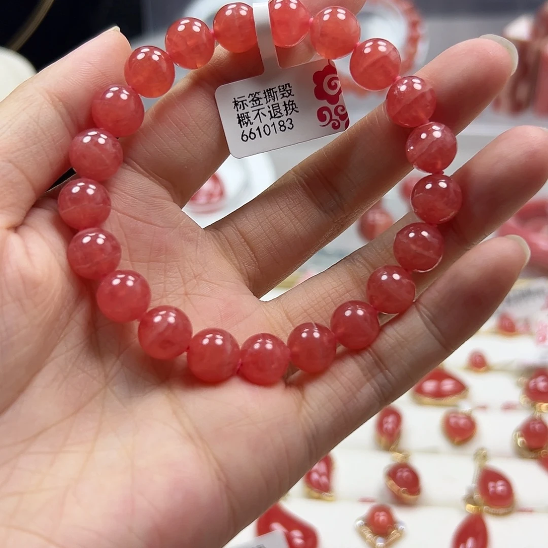 P***u菱锰矿（红纹石）未镶嵌手串