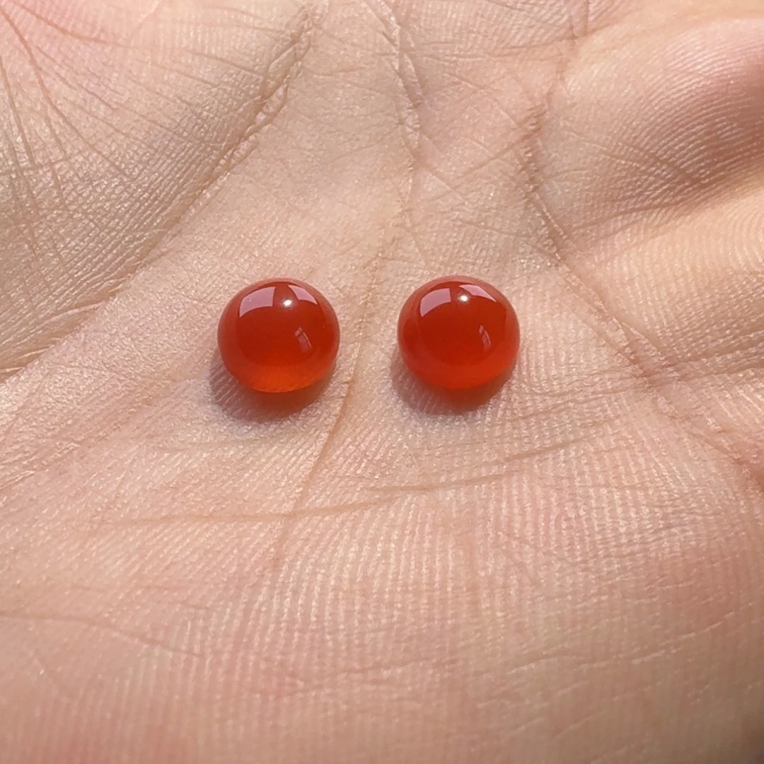 南红玛瑙未镶嵌耳钉蛋面7+