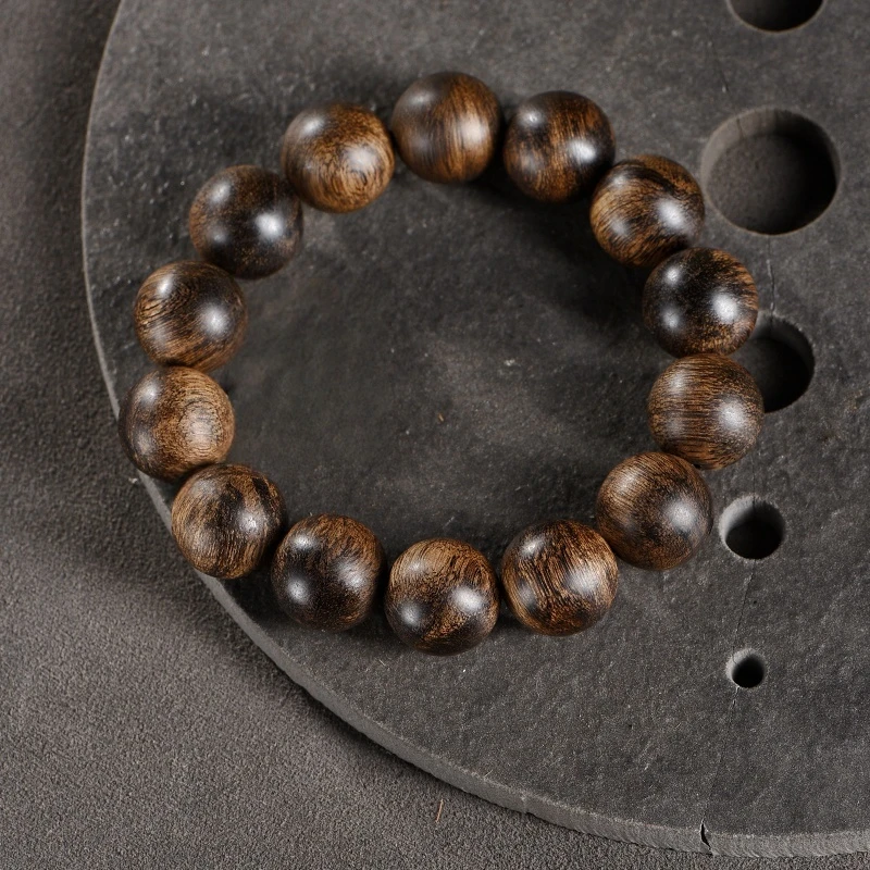 沉香中国香药文化馆芽庄白棋1.6沉水虎斑瘤疤手串