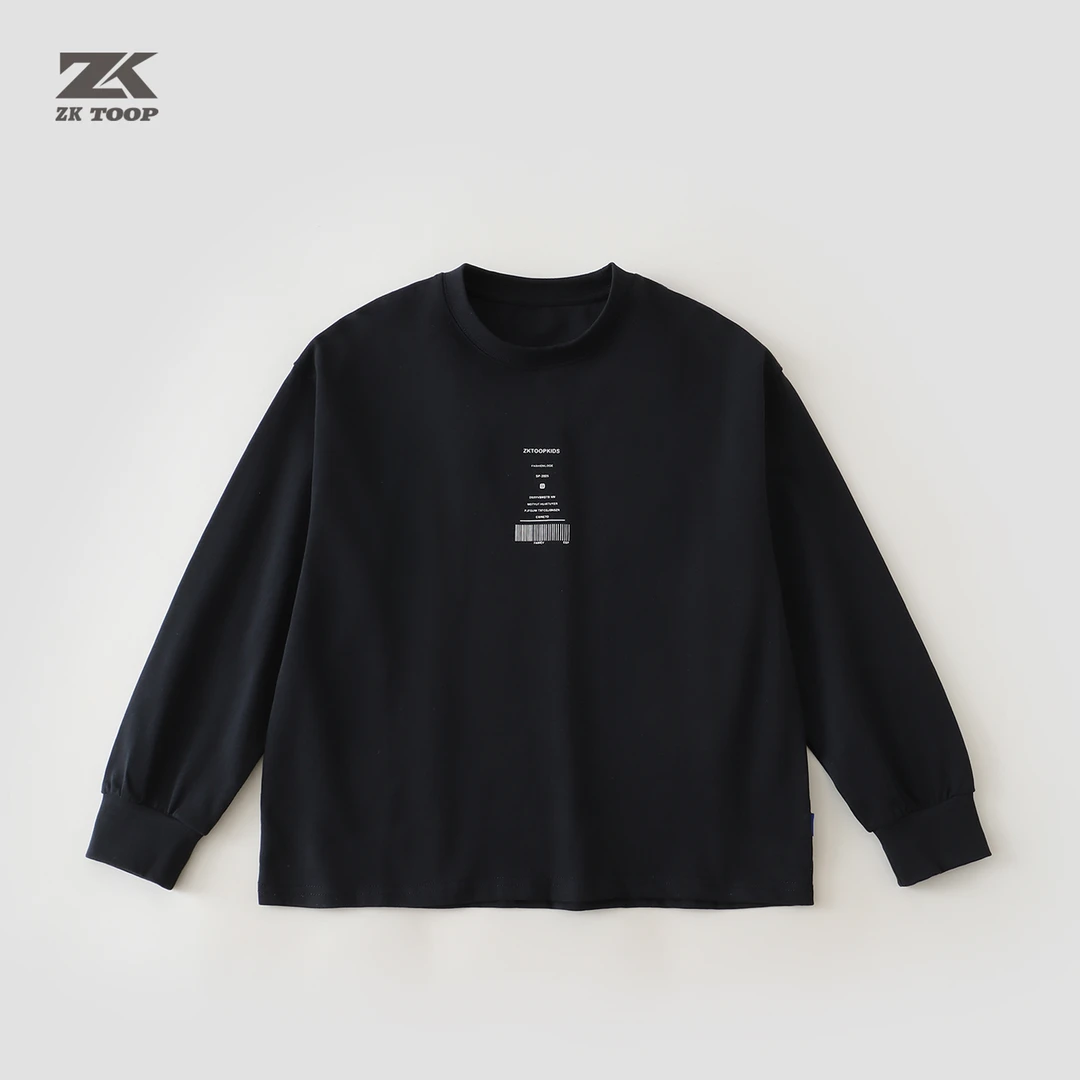 【Z＆K】秋季中大童T恤休闲潮流时尚百搭印花长袖ZK-1221626