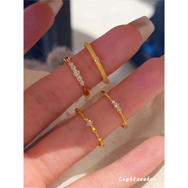 铁合金大理石戒指 女日韩金色波纹设计活口指环闺蜜轻奢冷淡风