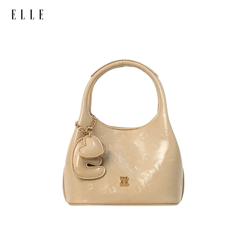 ELLE【618限时好物】25年新款轻奢百搭女包压印水桶包包斜挎包46932