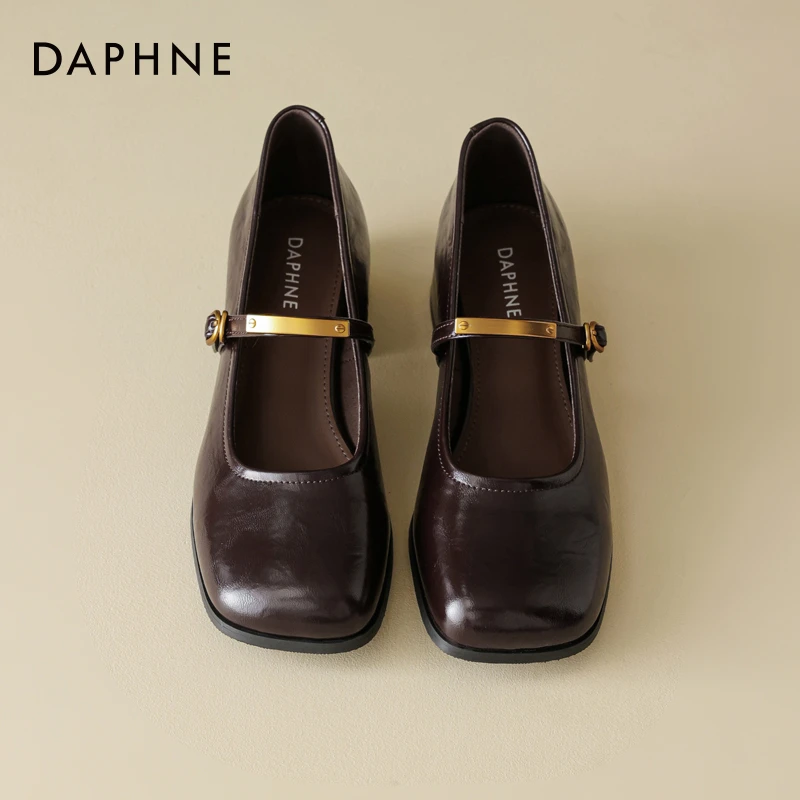 达芙妮复古玛丽珍鞋女款2025秋季新款配裙子浅口粗跟方头通勤单鞋