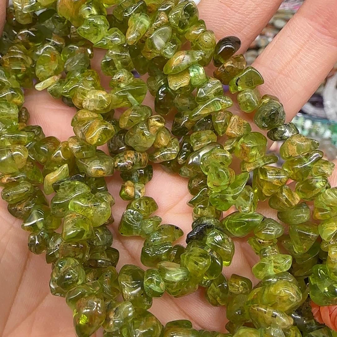 玛瑙/玉髓合金珠宝半成品原皮橄榄晶6-8mm加长一条