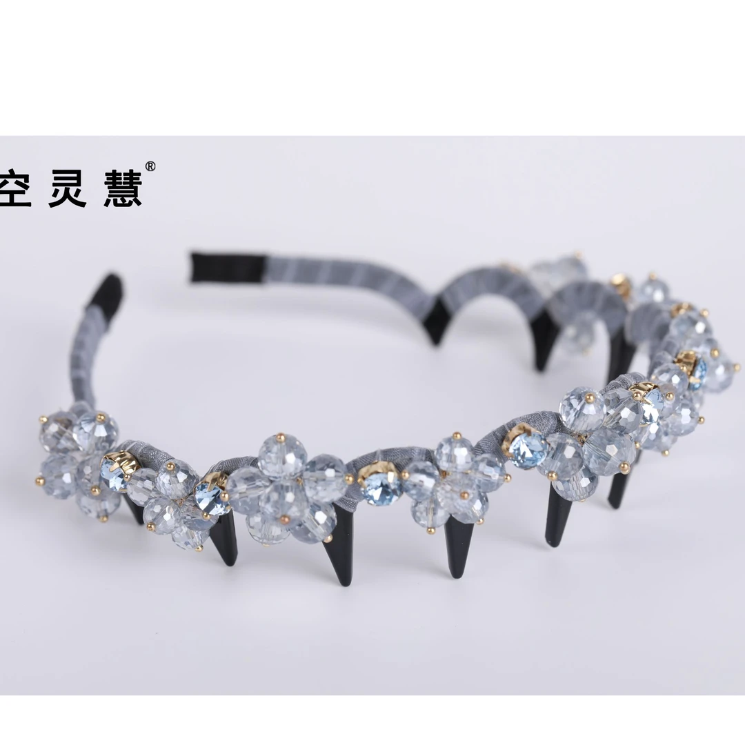 2455 蓝魅色五瓣花山茶花百搭发箍