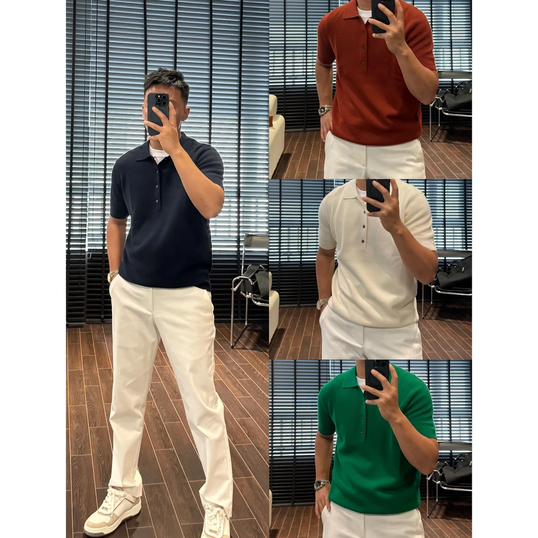 【Lp/100纯羊毛老钱POLO】秋季纯羊毛休闲翻领POLO短袖4粒扣+243560