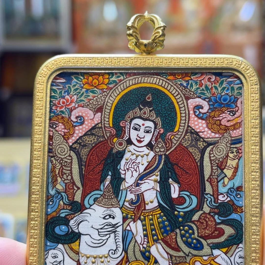 吊坠热贡纯手绘唐卡普贤