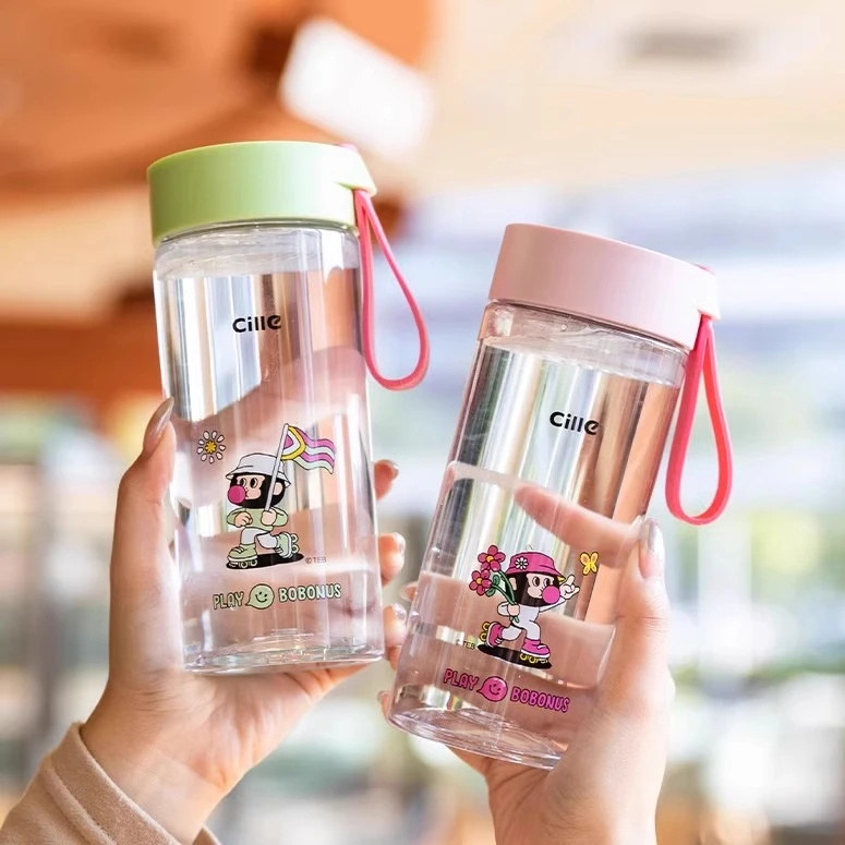 希乐塑料水杯男女学生高颜值可爱tritan夏季便携茶水分离泡茶杯子