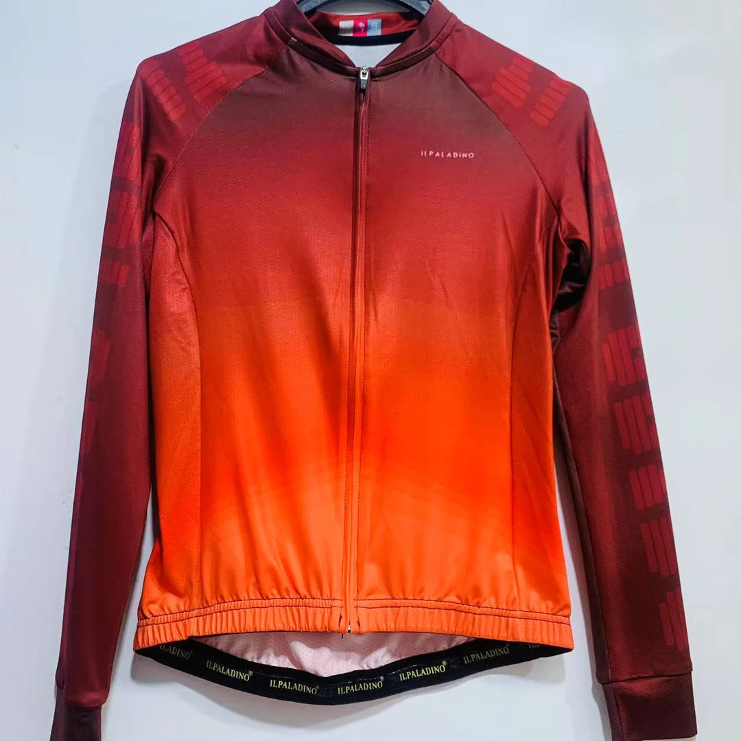 SQ 787【红色渐变色冰丝长袖女士】ILPALADINO专业版骑行服
