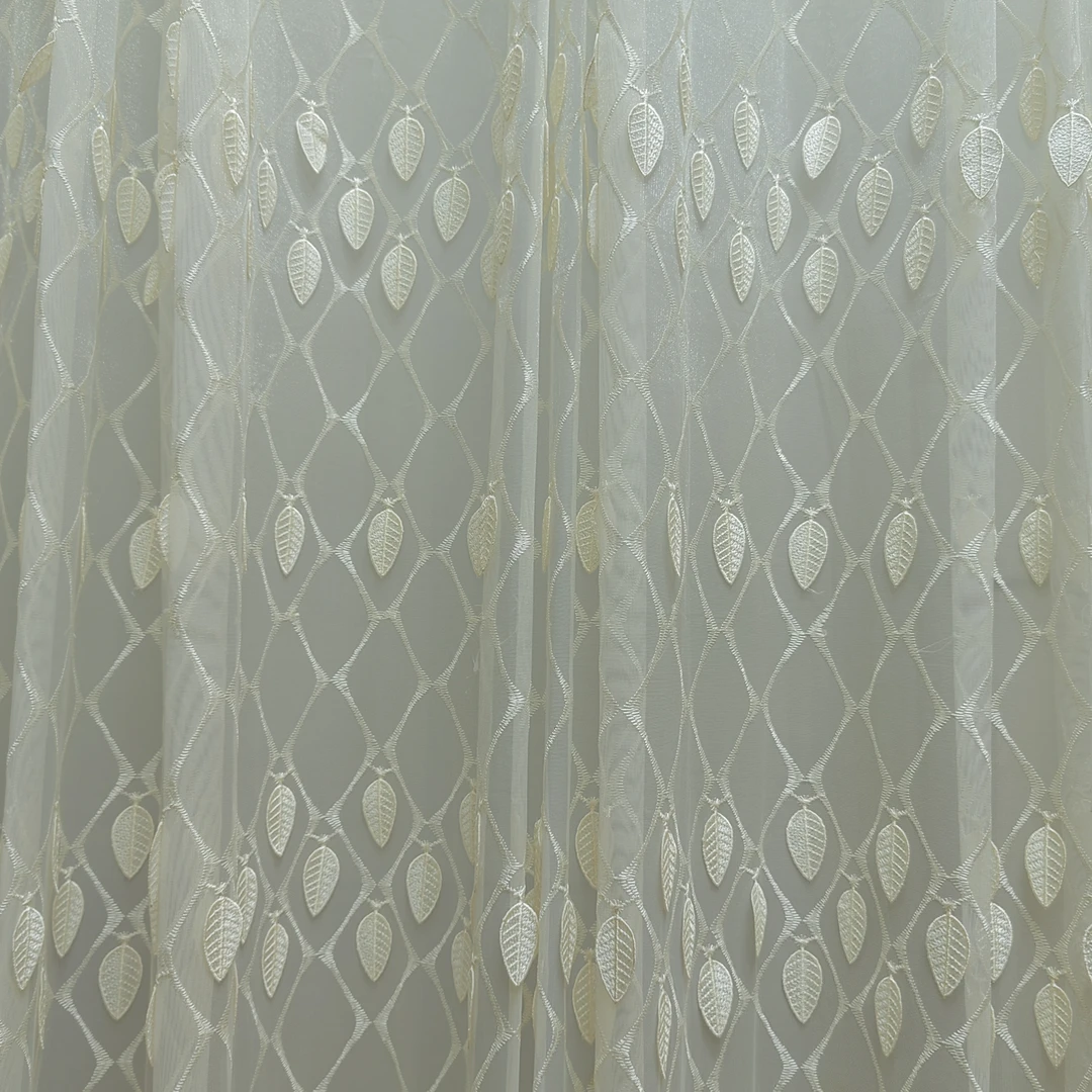 00320 客厅奢华挂钩款成品浮雕刺绣奢华窗纱宽5米高2.7米免费对开