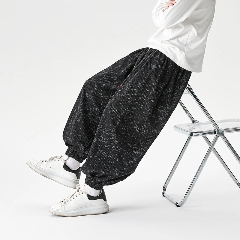 加大码肥佬灯笼裤男秋冬季新中式灯芯绒休闲裤中国风宽松运动裤潮