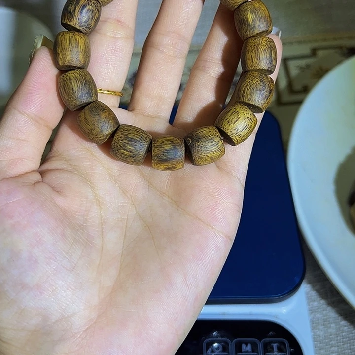 手串沉香错**过单圈鼓珠白棋1.3