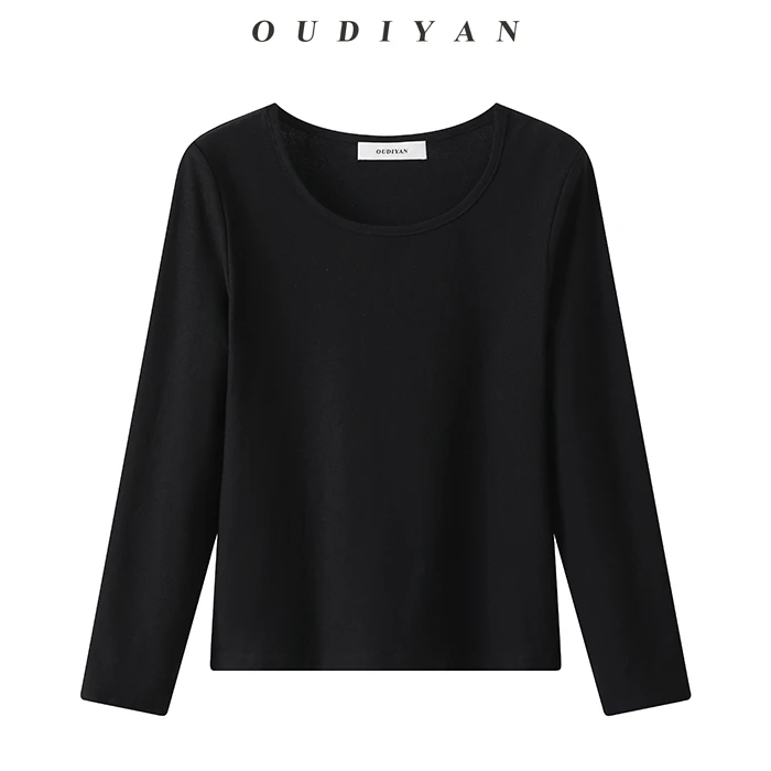 OUDIYAN | 小个子高端女装  秋季圆领磨毛打底衫内穿长袖T恤