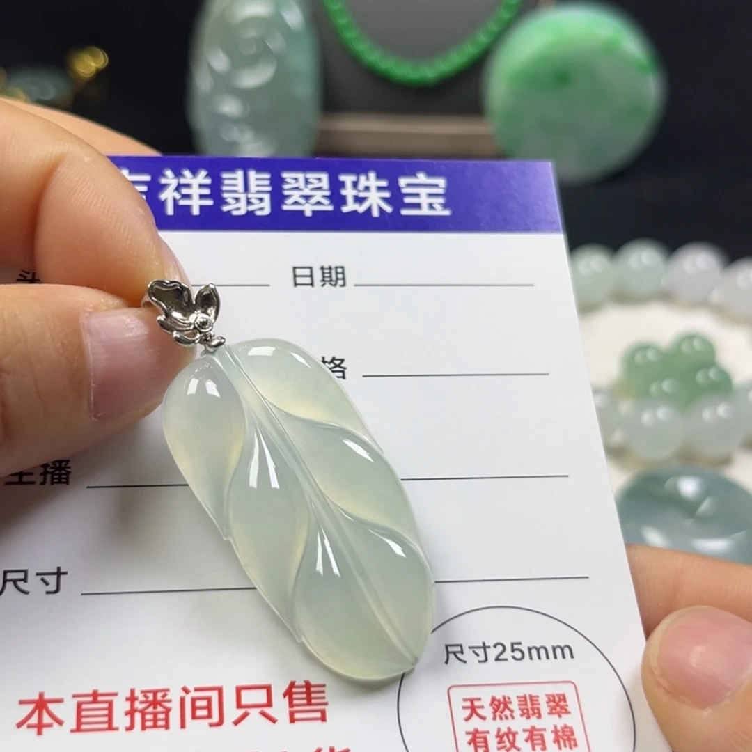 翡翠未镶嵌颈饰叶子