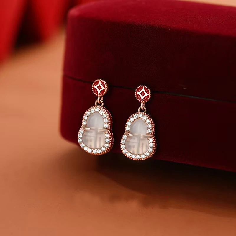 925银耳饰 【玫瑰葫芦耳坠】新中式轻奢时尚风耳饰