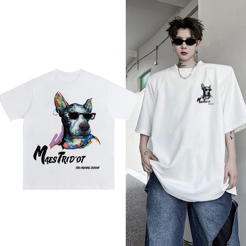 男士短袖T恤宽松美式潮流印花圆领休闲百搭上衣